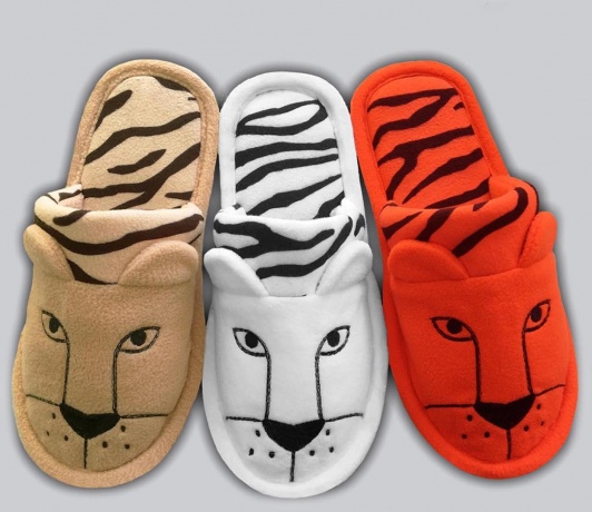 Детские флисовые тапочки "Тигры"