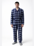 Мужская пижама фланель начесом, синяя клетка