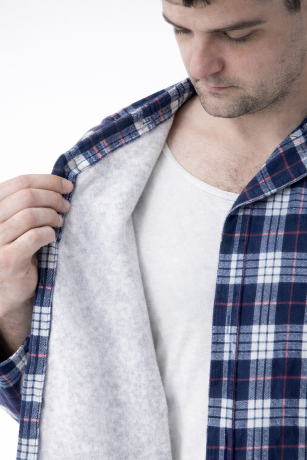 Мужская пижама фланель начесом, синяя клетка