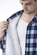 Мужская пижама фланель начесом, синяя клетка