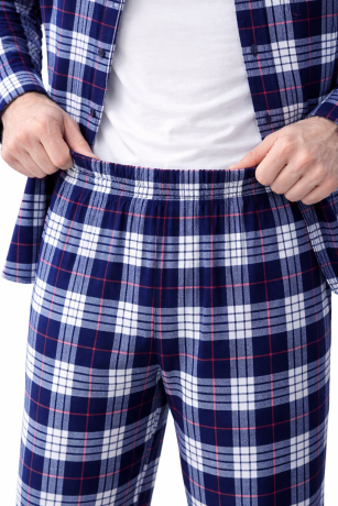 Мужская пижама фланель начесом, синяя клетка