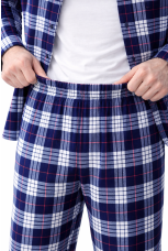 Мужская пижама фланель начесом, синяя клетка