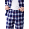 Мужская пижама фланель начесом, синяя клетка