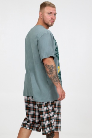 Костюм мужской с шортами, зеленый, большие размеры