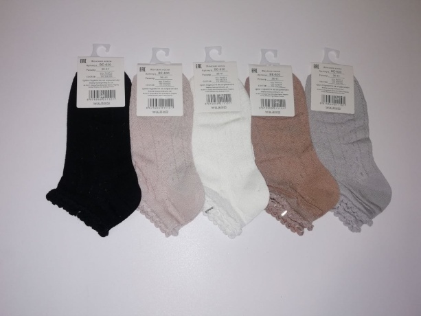 Женские носки укороченные с узорами