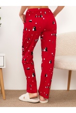 Брюки женские красные с пингвинами