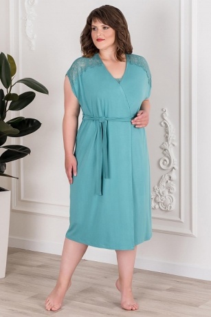 Халат женский на запахе, из вискозы пепельная мята