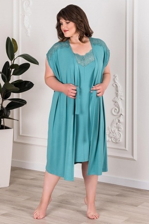 Халат женский на запахе, из вискозы пепельная мята