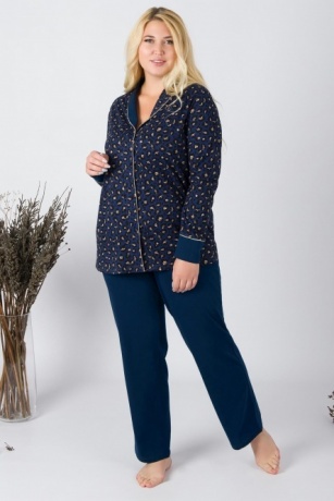 Пижама женская (туника+брюки) синий