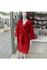 Атласный красный халат с вышивкой &quot;Наталья&quot;