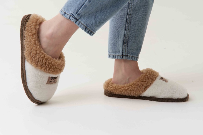 Женские тапочки из овечьей шерсти на войлочной подошве