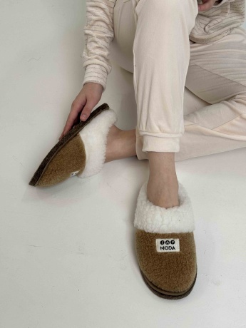 Женские тапочки из овечьей шерсти на войлочной подошве