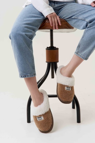 Женские тапочки из овечьей шерсти на войлочной подошве