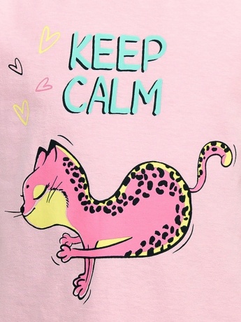 Сорочка для девочек розовая с кошечкой (рост 116-146)