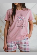 Женская пижама розовая, с котом