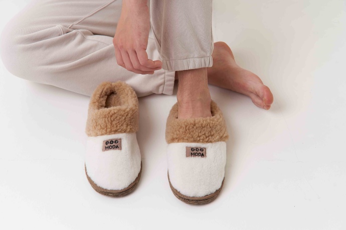 Мужские тапочки из овечьей шерсти на войлочной подошве