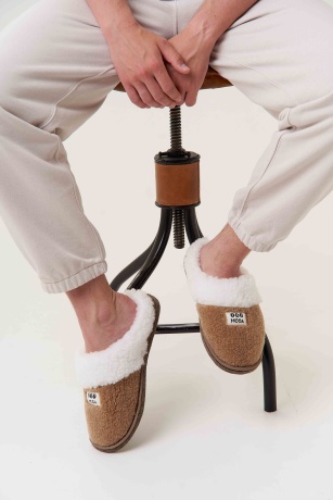 Мужские тапочки из овечьей шерсти на войлочной подошве