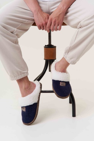 Мужские тапочки из овечьей шерсти на войлочной подошве