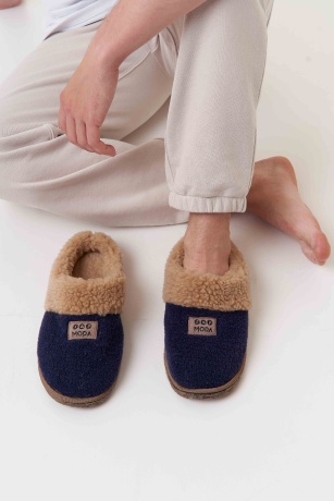 Мужские тапочки из овечьей шерсти на войлочной подошве