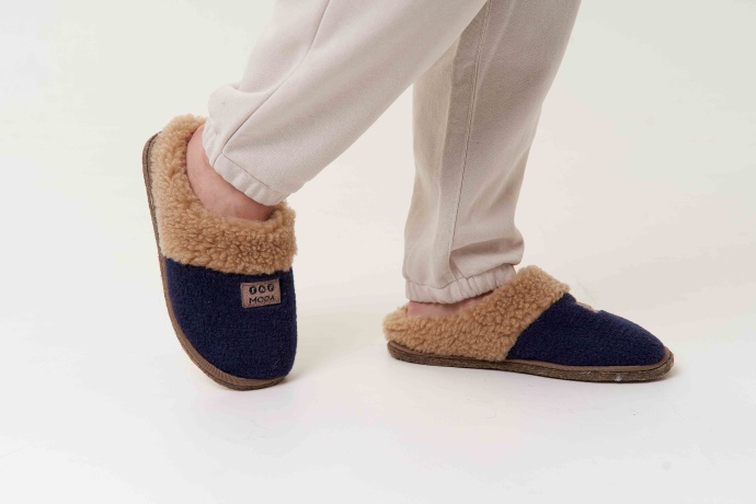 Мужские тапочки из овечьей шерсти на войлочной подошве