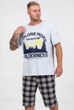 Костюм мужской светло-серый с шортами в клетку