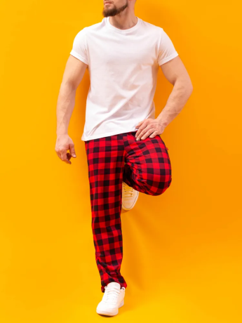 Брюки мужские Шотландка, красные
