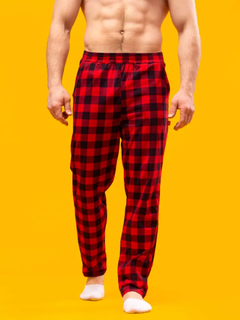 Брюки мужские Шотландка, красные