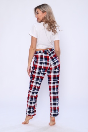Брюки женские в клетку (сине-красные)