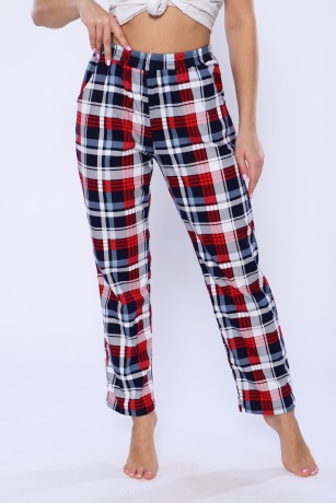 Брюки женские в клетку (сине-красные)