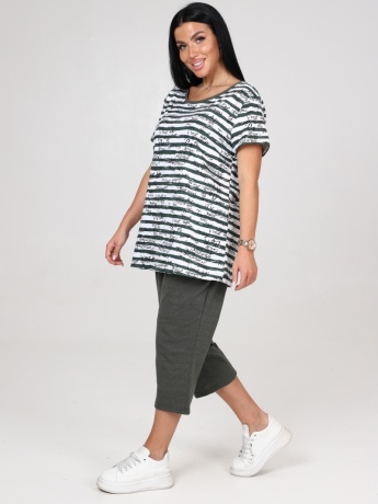 Костюм женский серый в полоску с  бриджами