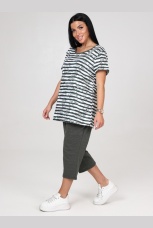 Костюм женский серый в полоску с  бриджами