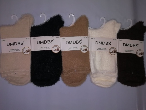 Женские носки норка пушистые однотонные