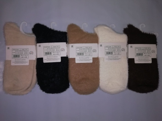 Женские носки норка пушистые однотонные
