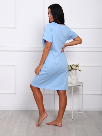 Сорочка женская голубая с бабочками