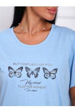 Сорочка женская голубая с бабочками