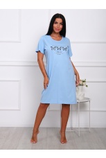 Сорочка женская голубая с бабочками