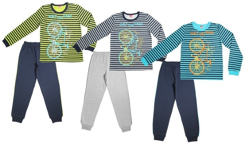 Пижама для мальчика салатовая с велосипедом