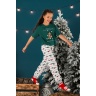 Пижама для девочки новогодняя family look Каникулы-1 зеленый