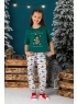 Пижама для девочки новогодняя family look Каникулы-1 зеленый