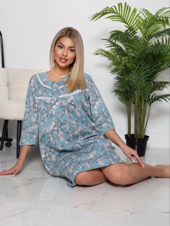 Сорочка женская с начесом, длинный рукав