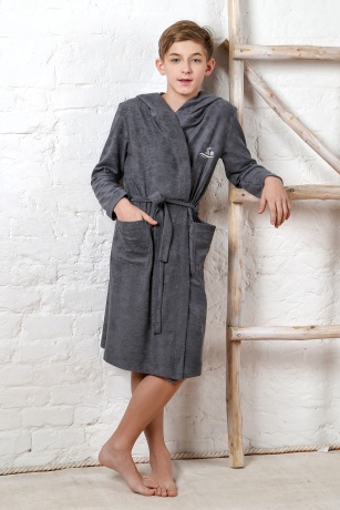 Детский махровый халат для бассейна Овер-5 (темно-серый)