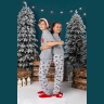 Пижама новогодняя для девочки family look Каникулы-1 серый