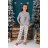 Пижама новогодняя для девочки family look Каникулы-1 серый