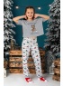 Пижама новогодняя для девочки family look Каникулы-1 серый