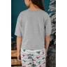 Пижама новогодняя для девочки family look Каникулы-1 серый