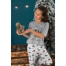 Пижама новогодняя для девочки family look Каникулы-1 серый