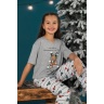 Пижама новогодняя для девочки family look Каникулы-1 серый