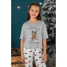 Пижама новогодняя для девочки family look Каникулы-1 серый