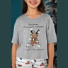 Пижама новогодняя для девочки family look Каникулы-1 серый