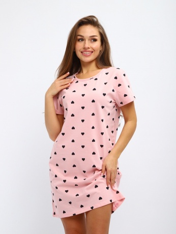 Туника женская розовая с сердечками
